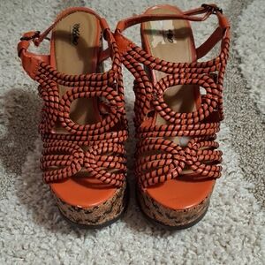 Mossimo Supply Co. Orange and Black Platform Sandals 7.5